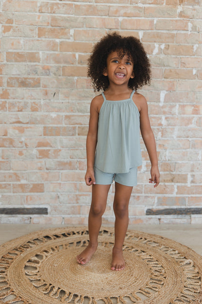 Sage (ribbed) - Tank Short Set Blush Lotus