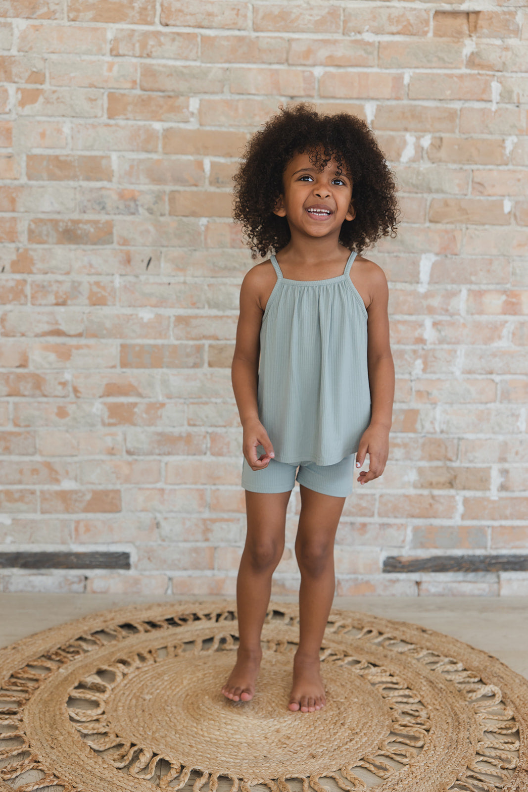 Sage (ribbed) - Tank Short Set Blush Lotus