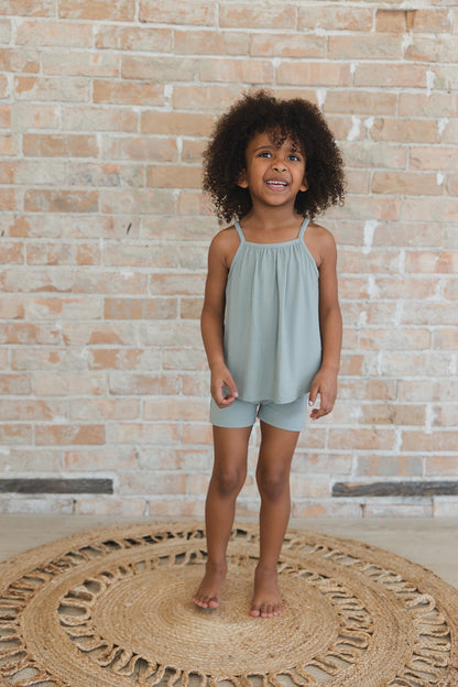Sage (ribbed) - Tank Short Set Blush Lotus