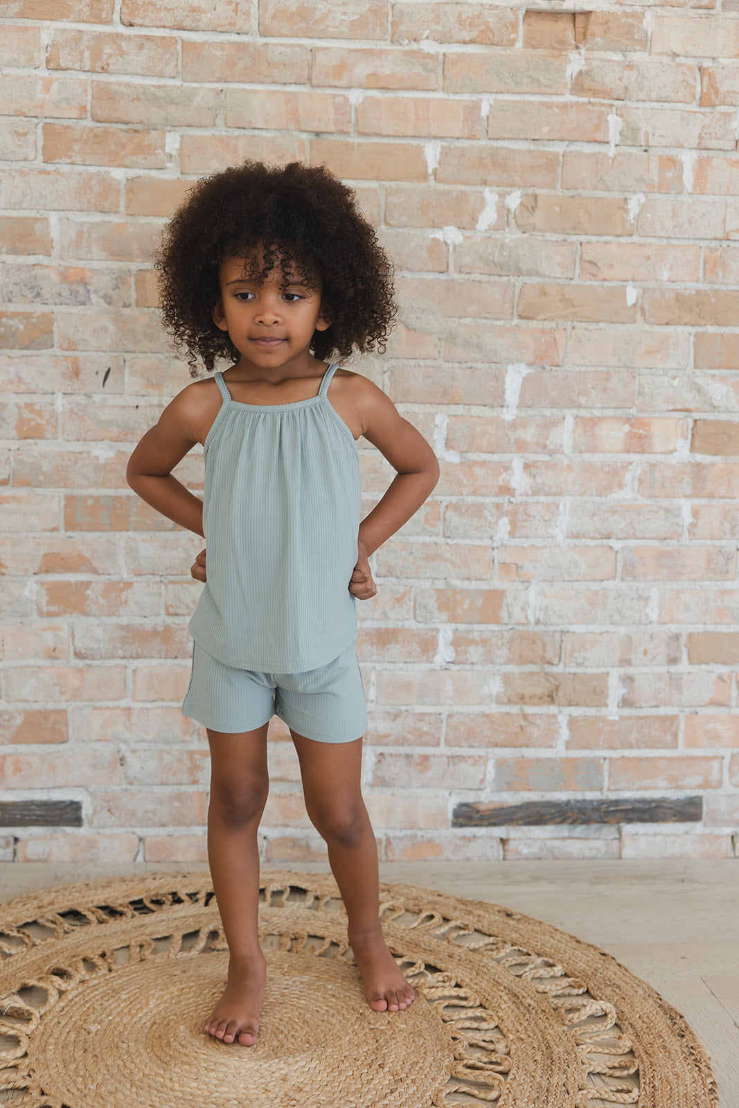 Sage (ribbed) - Tank Short Set Blush Lotus