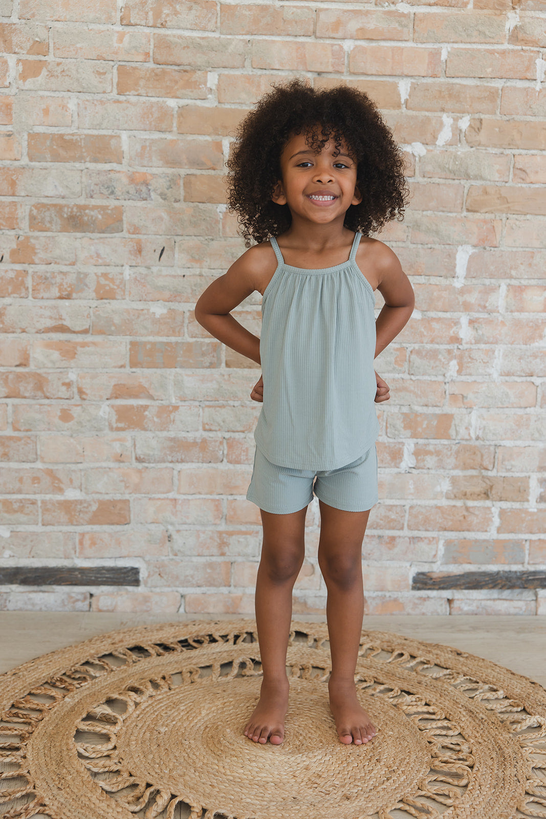 Sage (ribbed) - Tank Short Set Blush Lotus