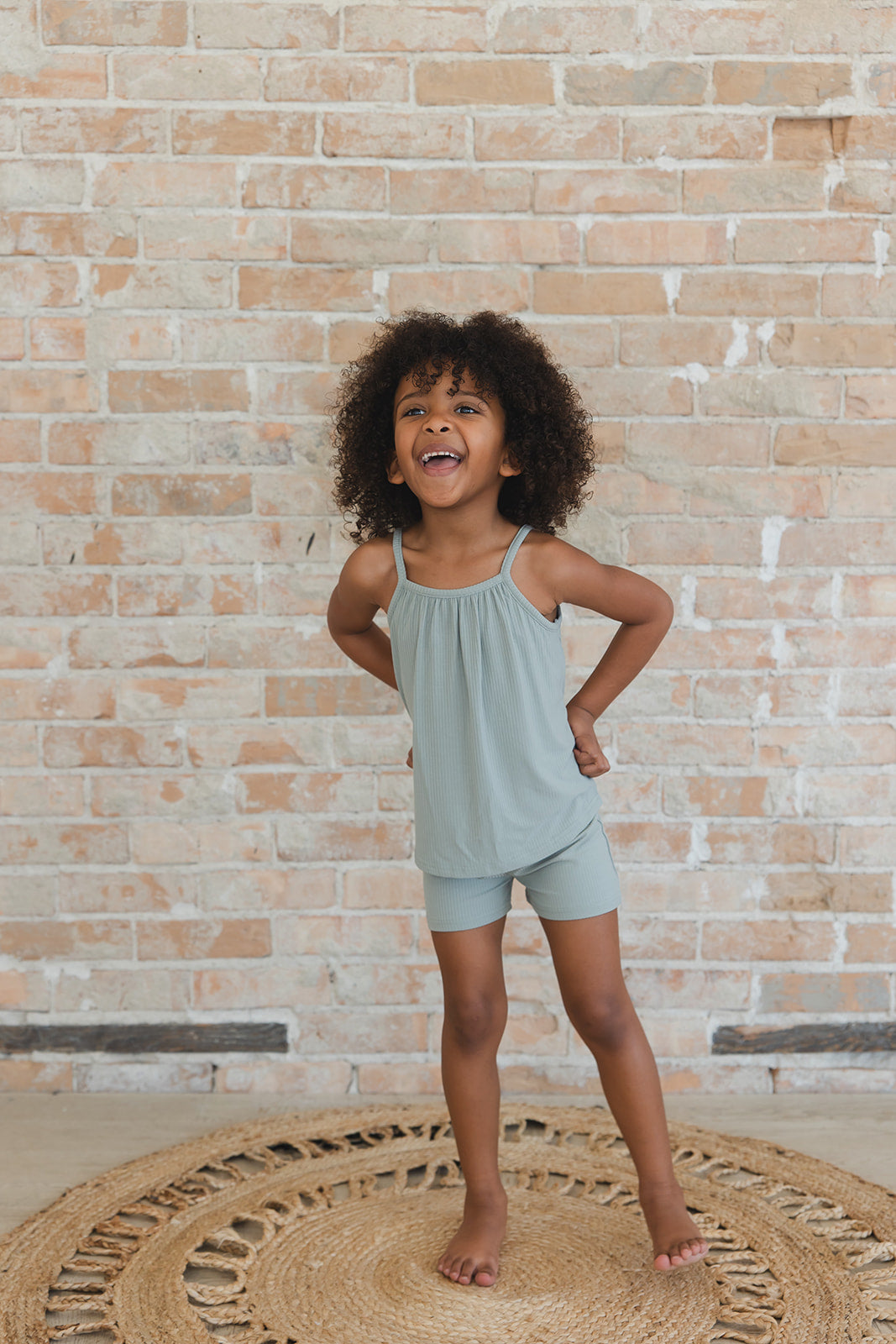 Sage (ribbed) - Tank Short Set Blush Lotus