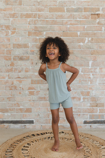 Sage (ribbed) - Tank Short Set Blush Lotus