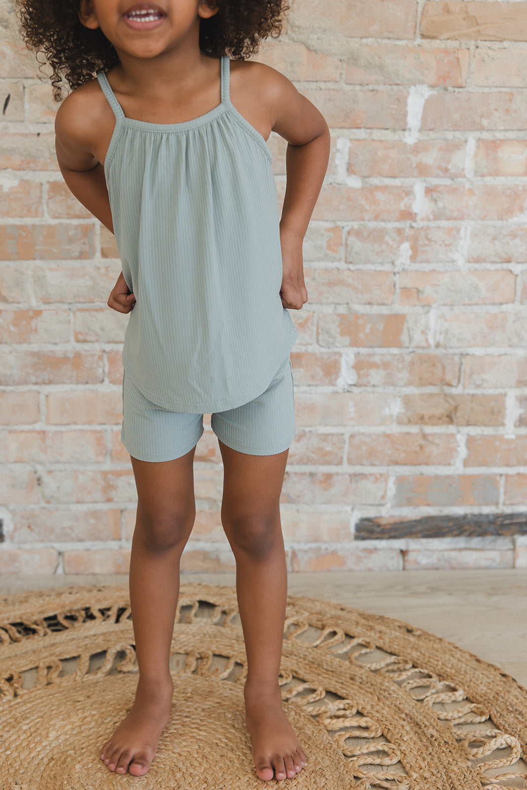 Sage (ribbed) - Tank Short Set Blush Lotus