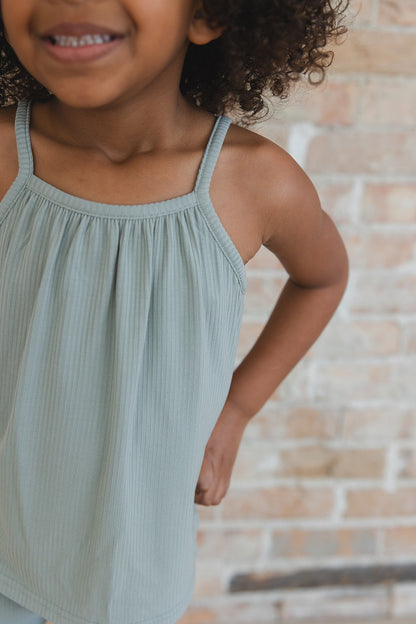 Sage (ribbed) - Tank Short Set Blush Lotus