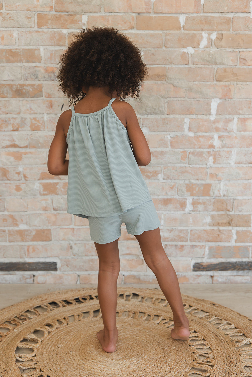 Sage (ribbed) - Tank Short Set Blush Lotus