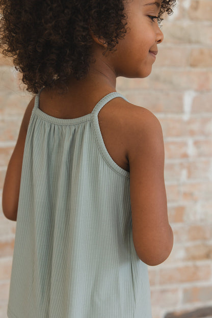 Sage (ribbed) - Tank Short Set Blush Lotus