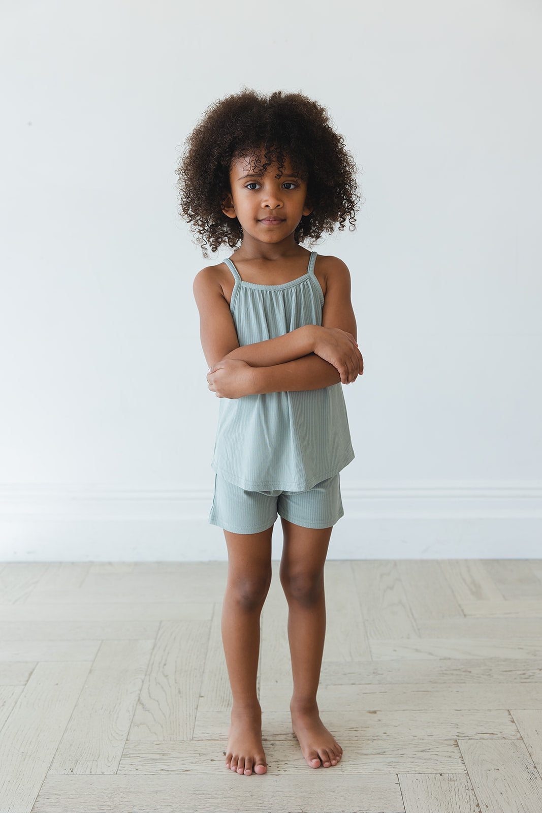 Sage (ribbed) - Tank Short Set Blush Lotus