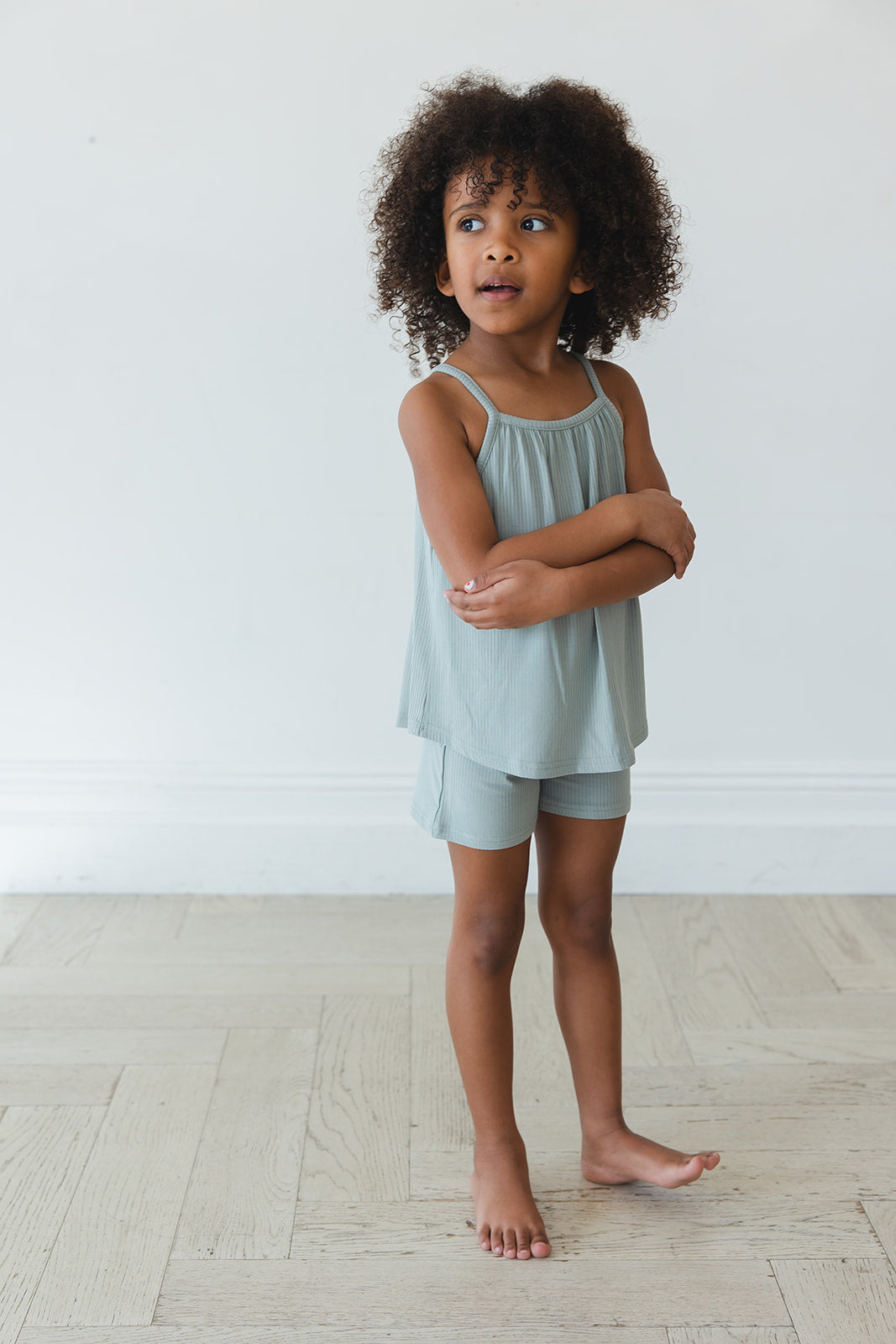 Sage (ribbed) - Tank Short Set Blush Lotus