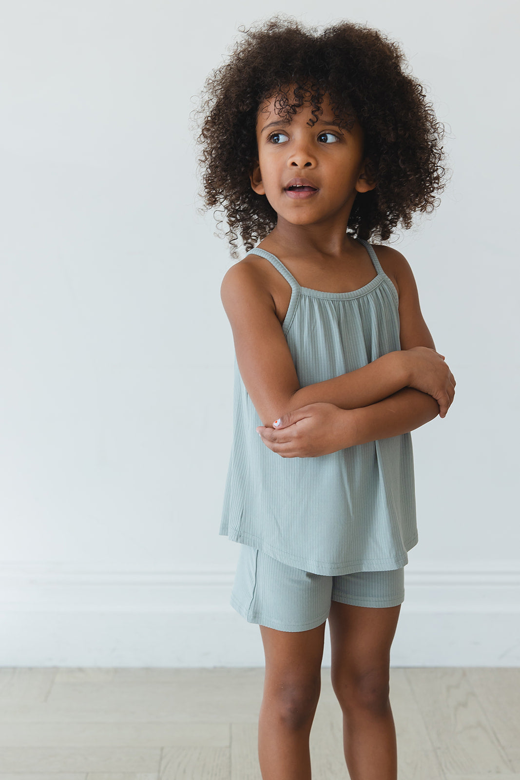 Sage (ribbed) - Tank Short Set Blush Lotus