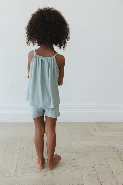 Sage (ribbed) - Tank Short Set Blush Lotus