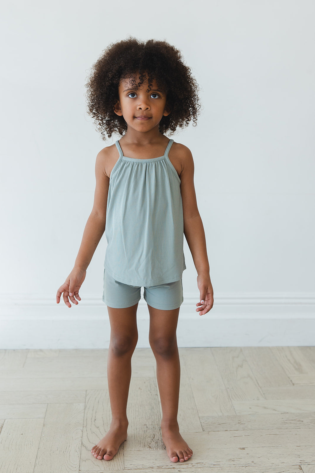 Sage (ribbed) - Tank Short Set Blush Lotus