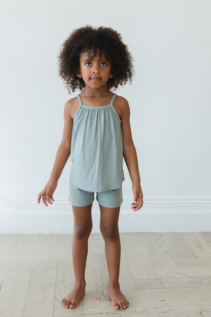 Sage (ribbed) - Tank Short Set Blush Lotus