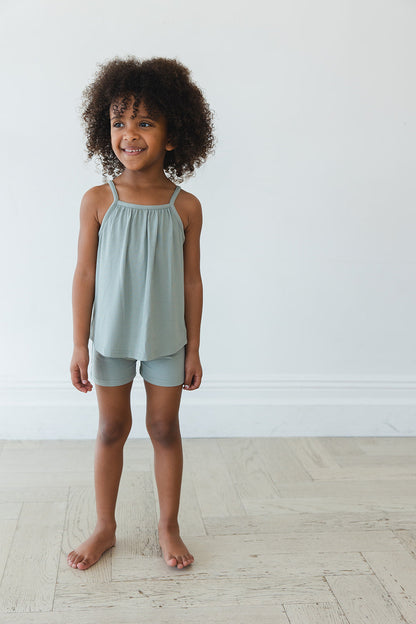 Sage (ribbed) - Tank Short Set Blush Lotus