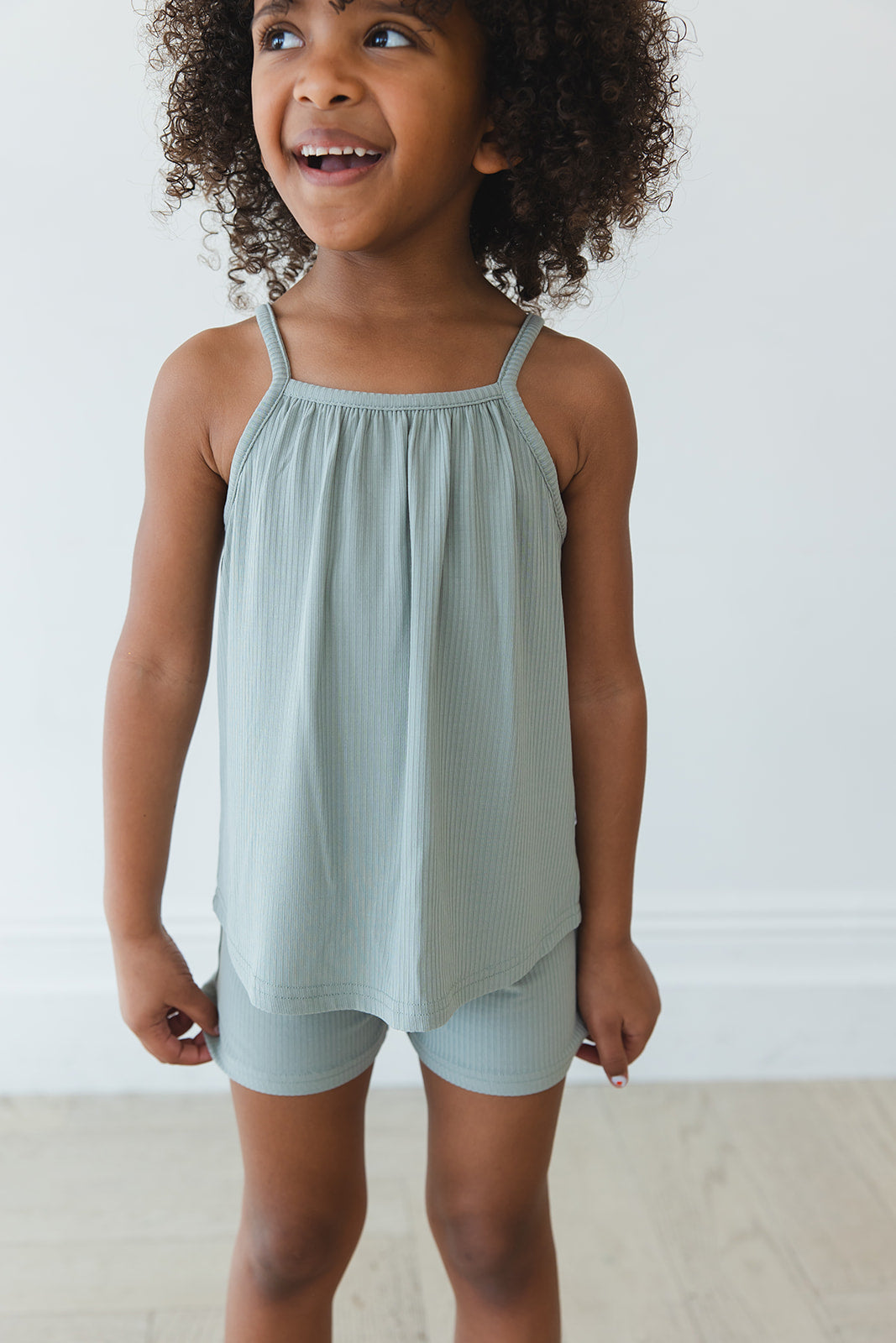Sage (ribbed) - Tank Short Set Blush Lotus
