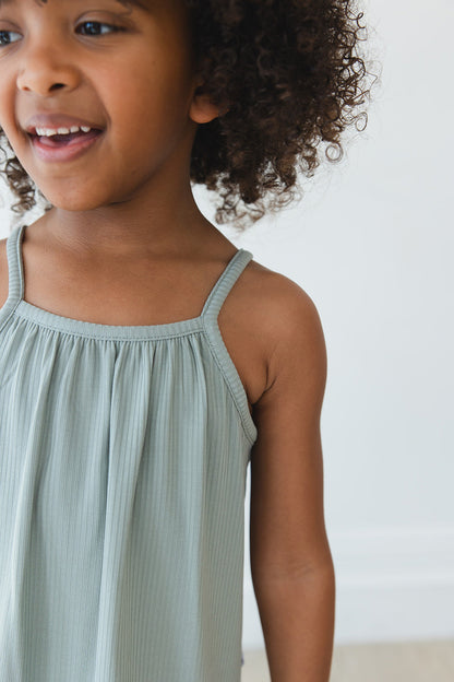 Sage (ribbed) - Tank Short Set Blush Lotus