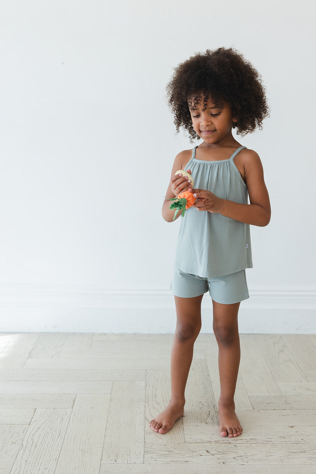 Sage (ribbed) - Tank Short Set Blush Lotus