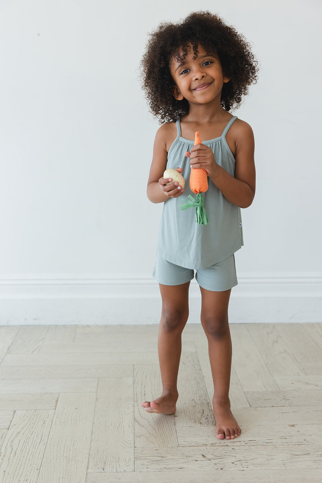 Sage (ribbed) - Tank Short Set Blush Lotus