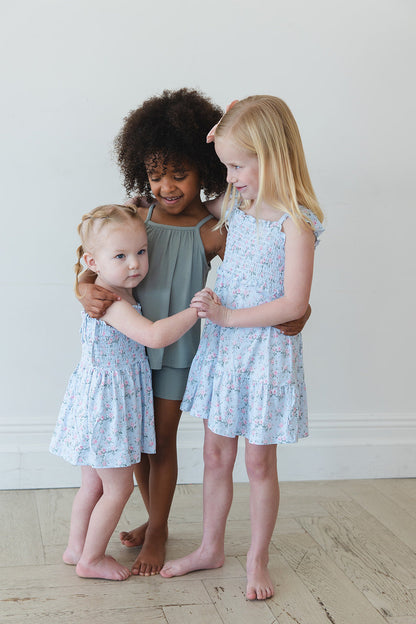 Sage (ribbed) - Tank Short Set Blush Lotus