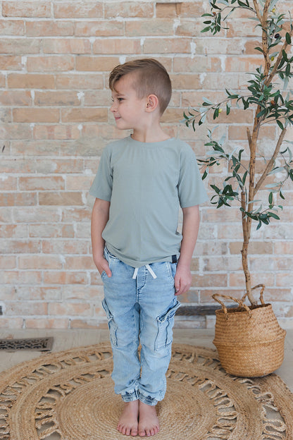 Sage (ribbed) - Everyday Tee Blush Lotus