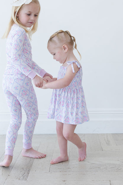 Charlotte - Smocked Diaper Dress Set Blush Lotus