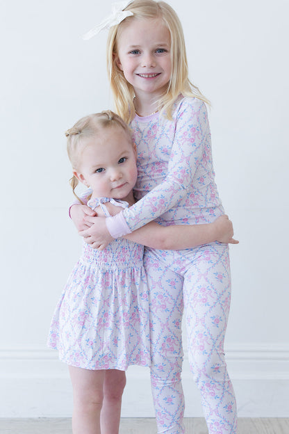 Charlotte - Smocked Diaper Dress Set Blush Lotus