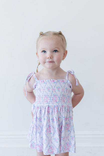 Charlotte - Smocked Diaper Dress Set Blush Lotus