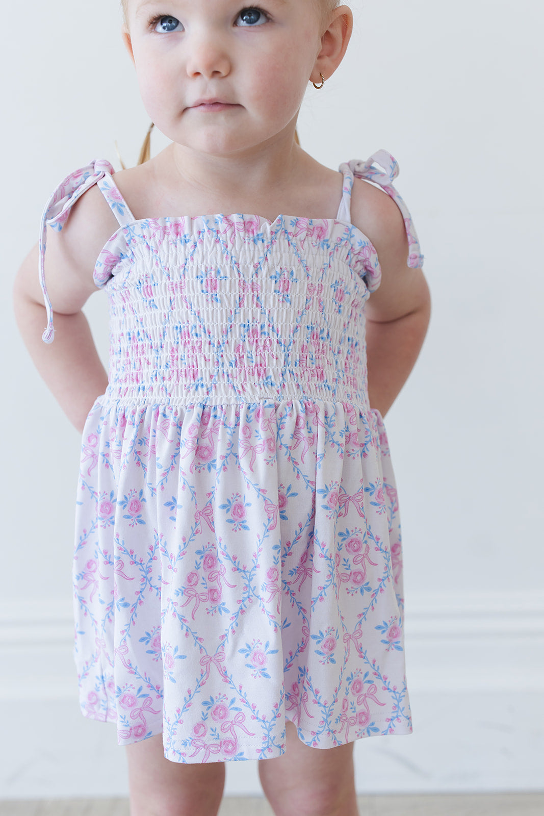 Charlotte - Smocked Diaper Dress Set Blush Lotus