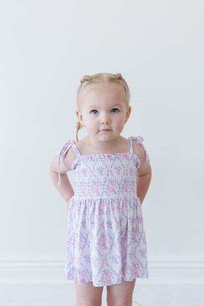 Charlotte - Smocked Diaper Dress Set Blush Lotus