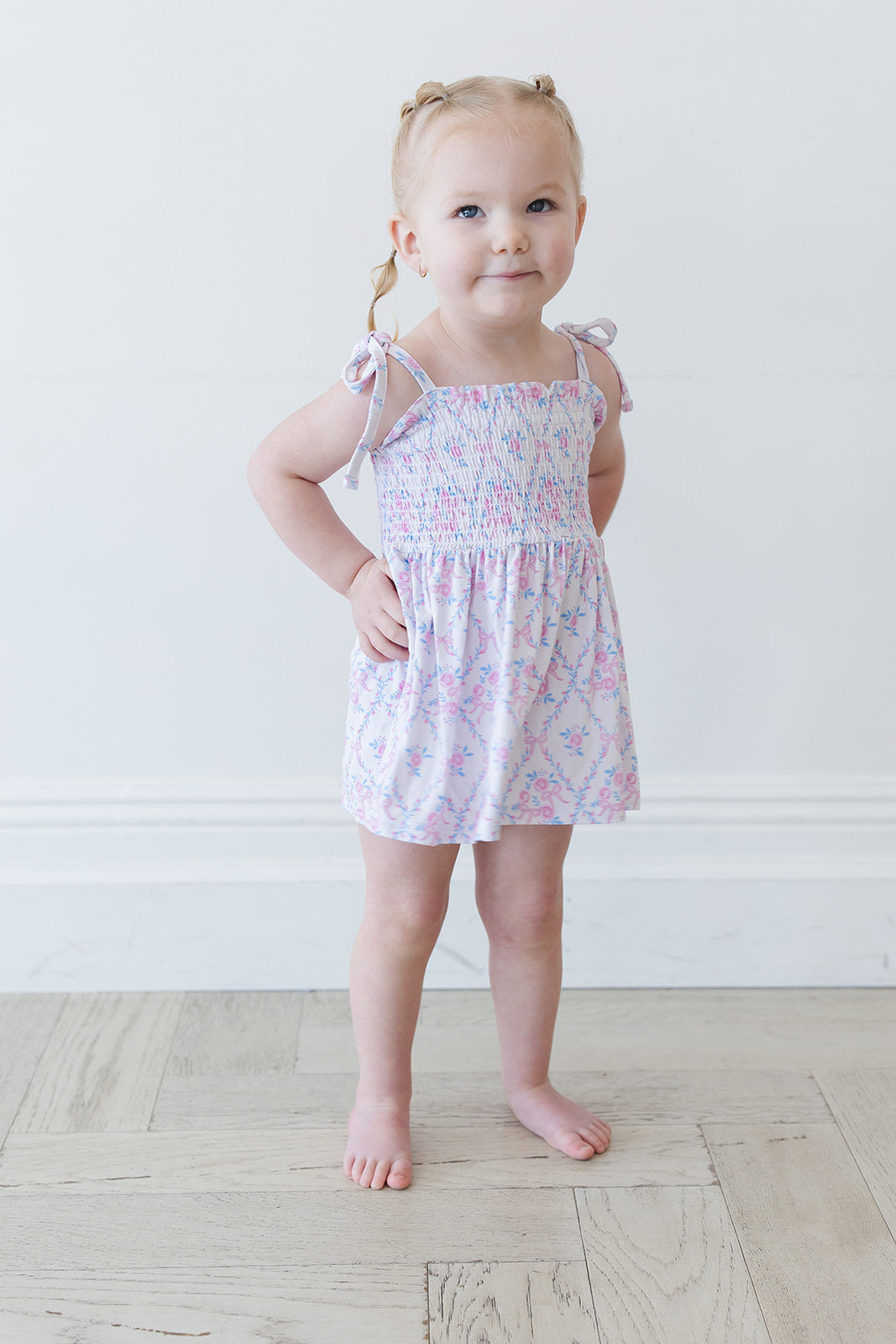 Charlotte - Smocked Diaper Dress Set Blush Lotus