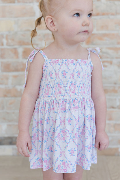 Charlotte - Smocked Diaper Dress Set Blush Lotus