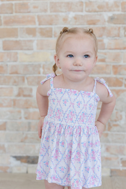 Charlotte - Smocked Diaper Dress Set Blush Lotus