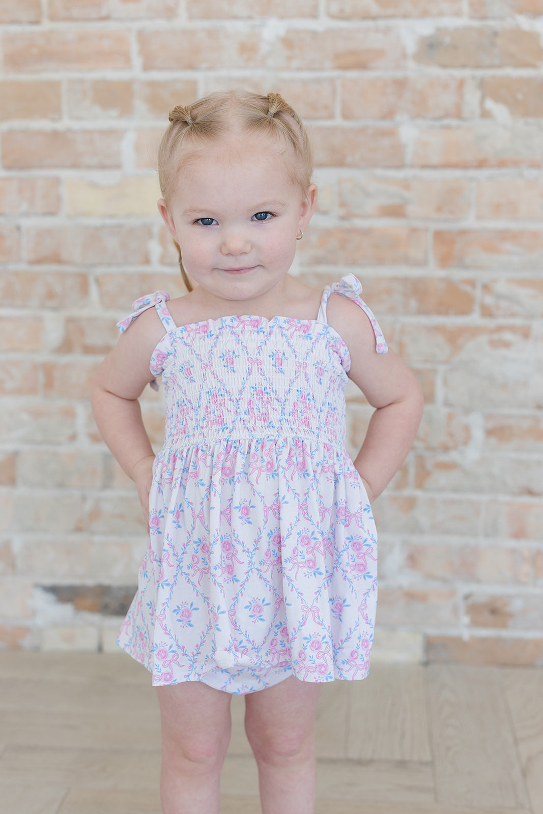 Charlotte - Smocked Diaper Dress Set Blush Lotus