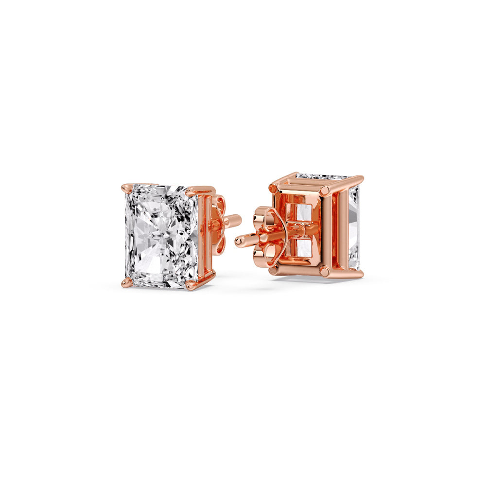 Radiant Diamond Basket Stud Earring Fascinating Diamonds