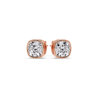 Bezel Set Cushion Diamond Stud Earrings Fascinating Diamonds