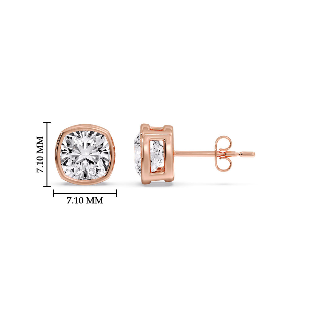 Bezel Set Cushion Diamond Stud Earrings Fascinating Diamonds