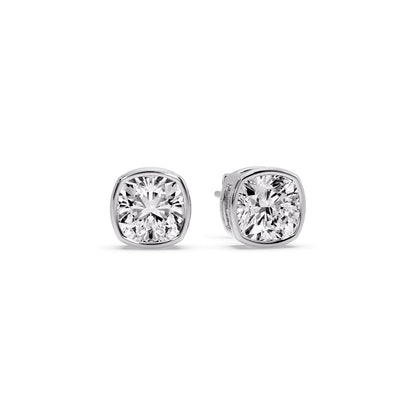 Bezel Set Cushion Diamond Stud Earrings Fascinating Diamonds