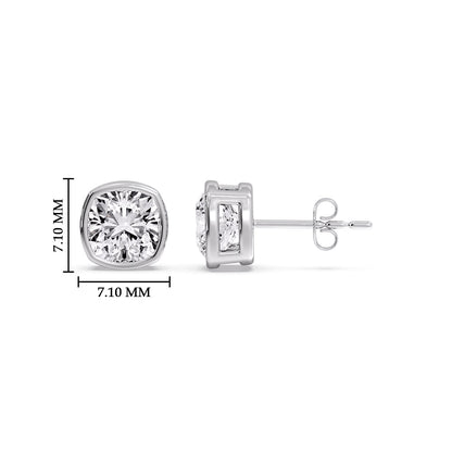 Bezel Set Cushion Diamond Stud Earrings Fascinating Diamonds