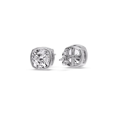 Bezel Set Cushion Diamond Stud Earrings Fascinating Diamonds