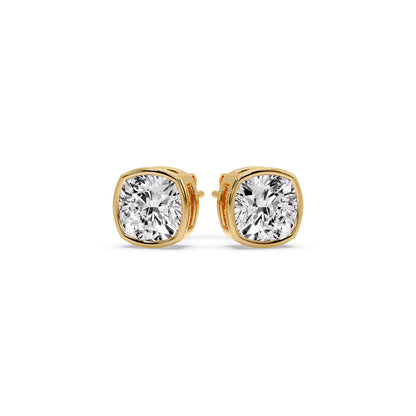 Bezel Set Cushion Diamond Stud Earrings Fascinating Diamonds