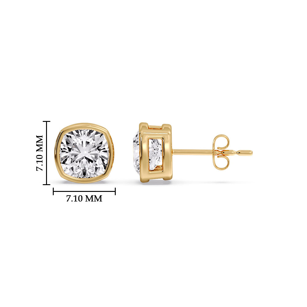 Bezel Set Cushion Diamond Stud Earrings Fascinating Diamonds
