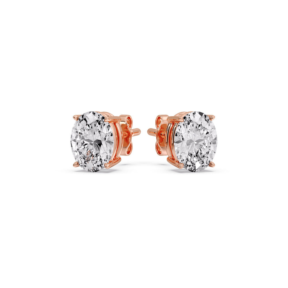 Stud Earring Basket Oval Shaped Fascinating Diamonds