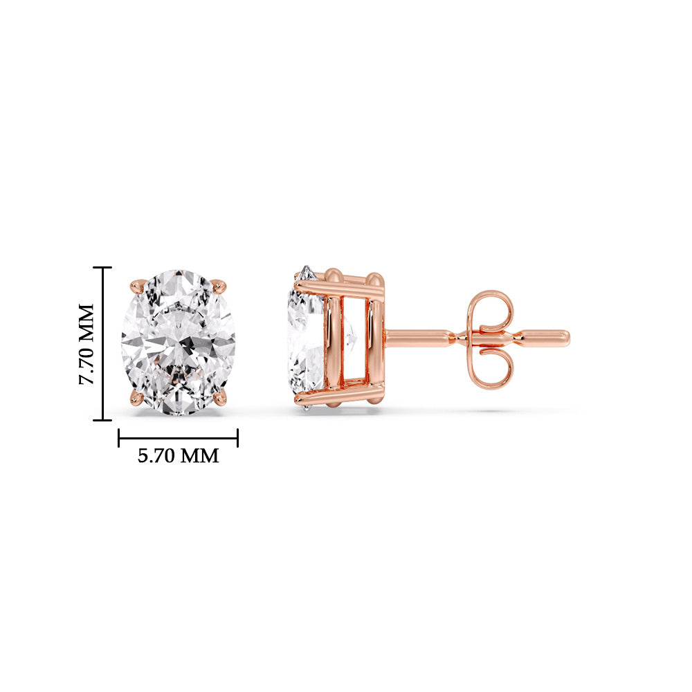 Stud Earring Basket Oval Shaped Fascinating Diamonds