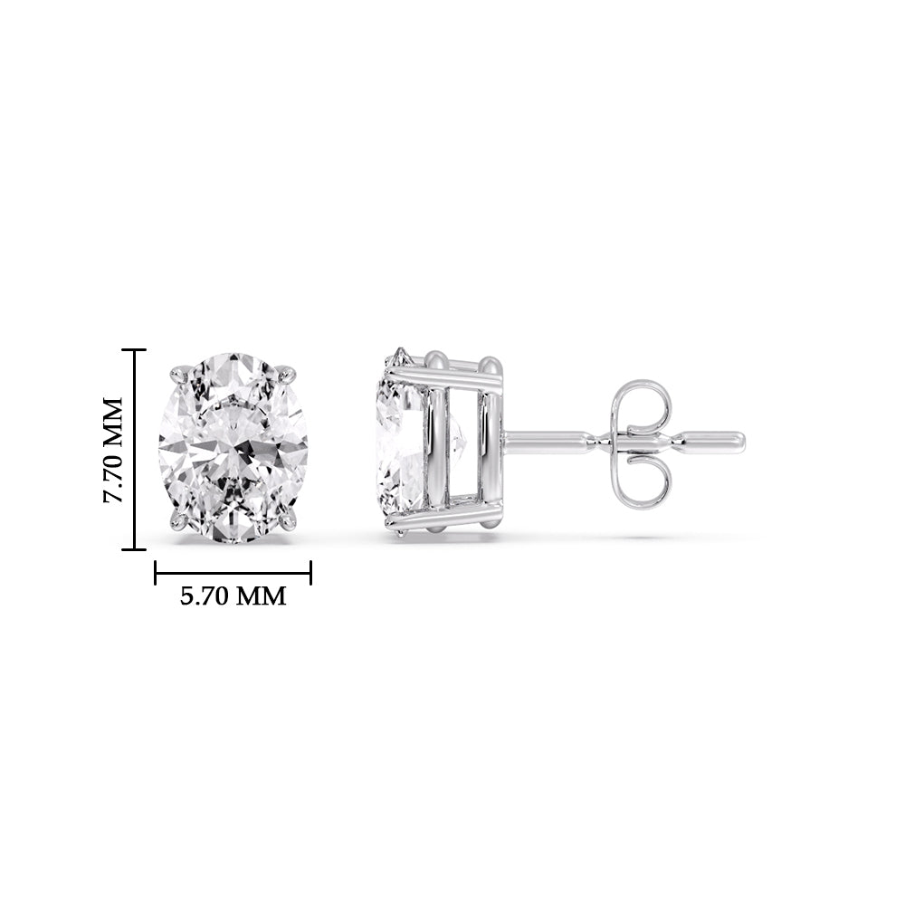 Stud Earring Basket Oval Shaped Fascinating Diamonds