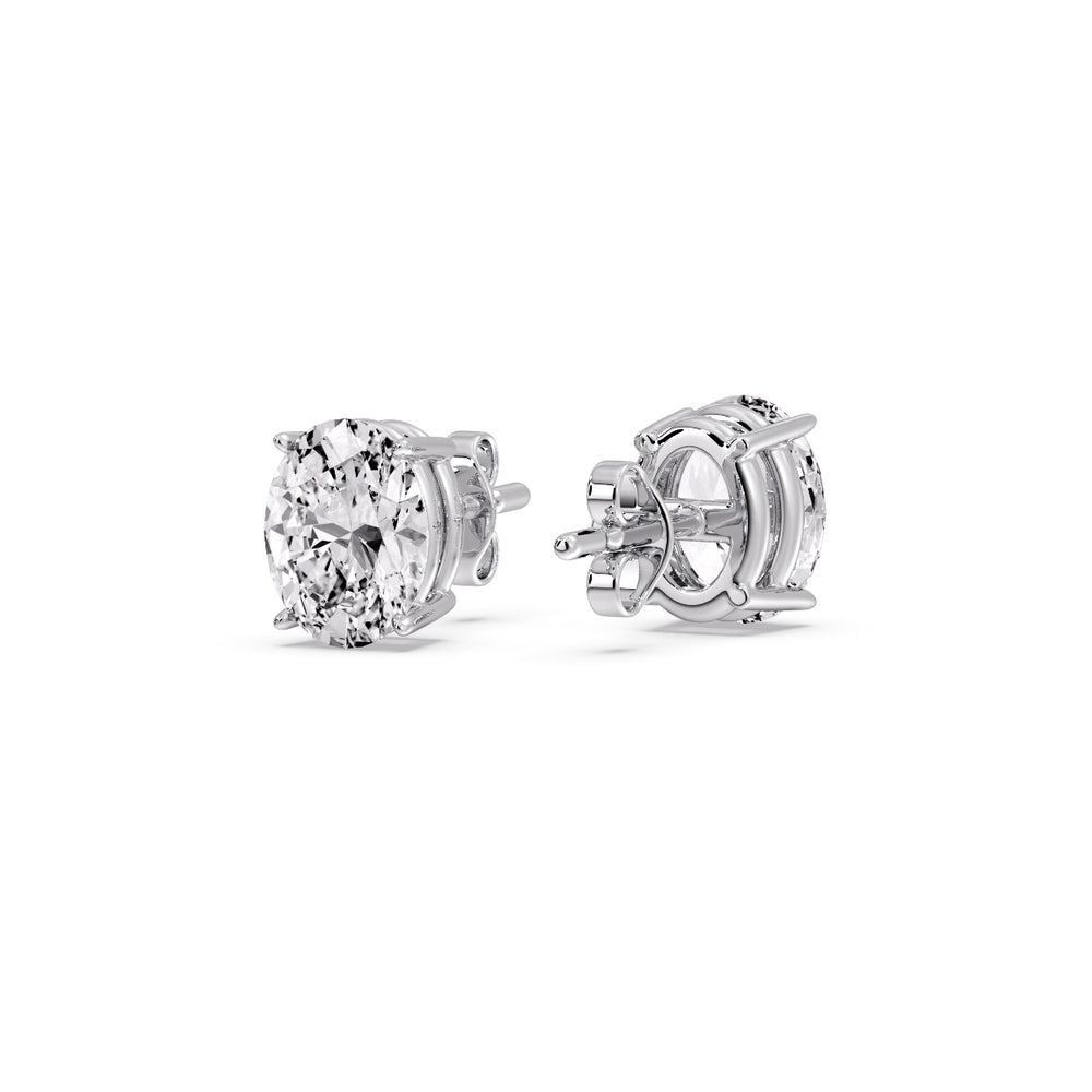 Stud Earring Basket Oval Shaped Fascinating Diamonds