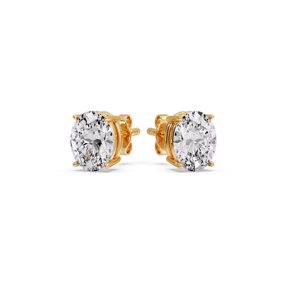 Stud Earring Basket Oval Shaped Fascinating Diamonds
