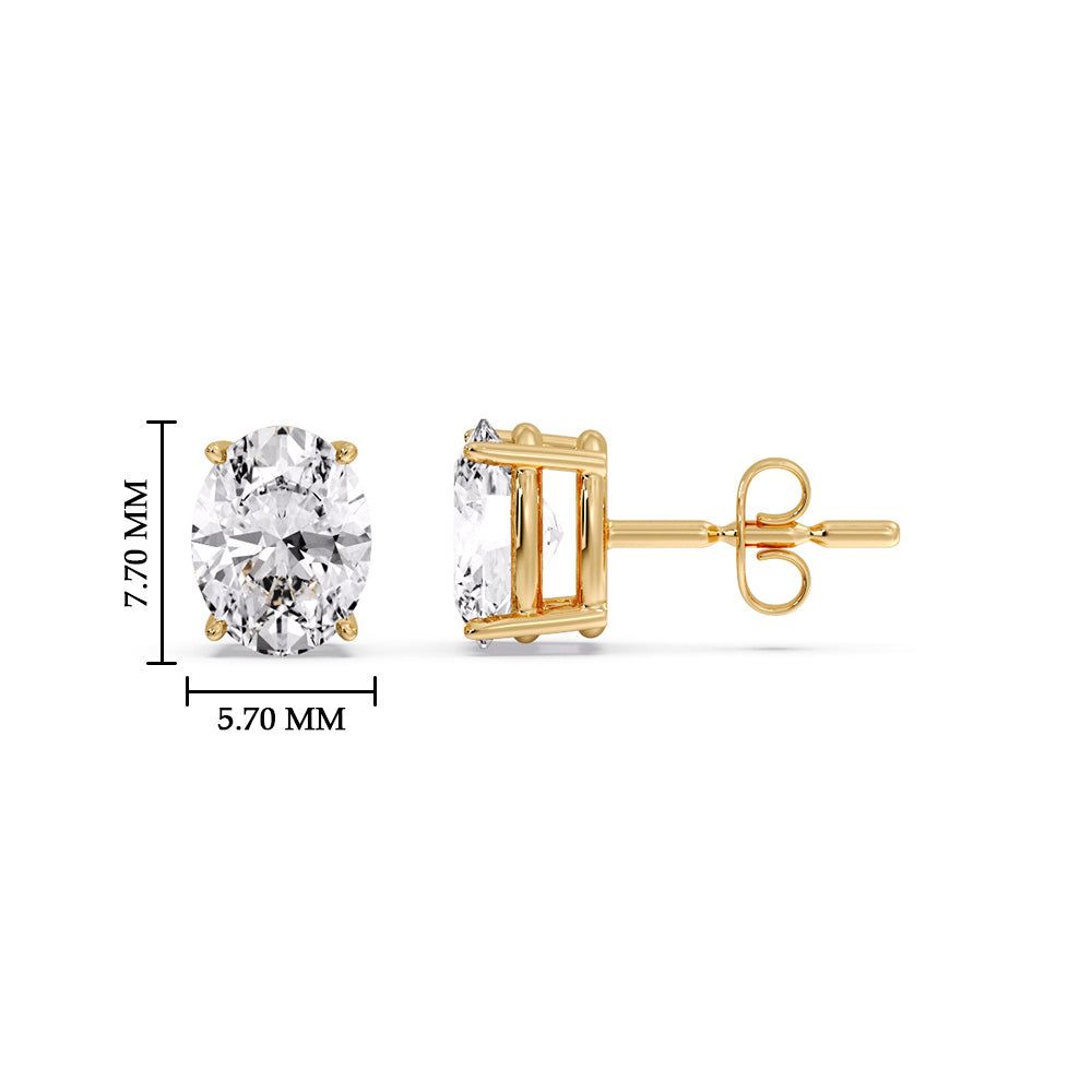 Stud Earring Basket Oval Shaped Fascinating Diamonds