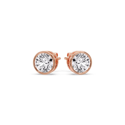 Round Cut Stud Bezel Set Earring Fascinating Diamonds