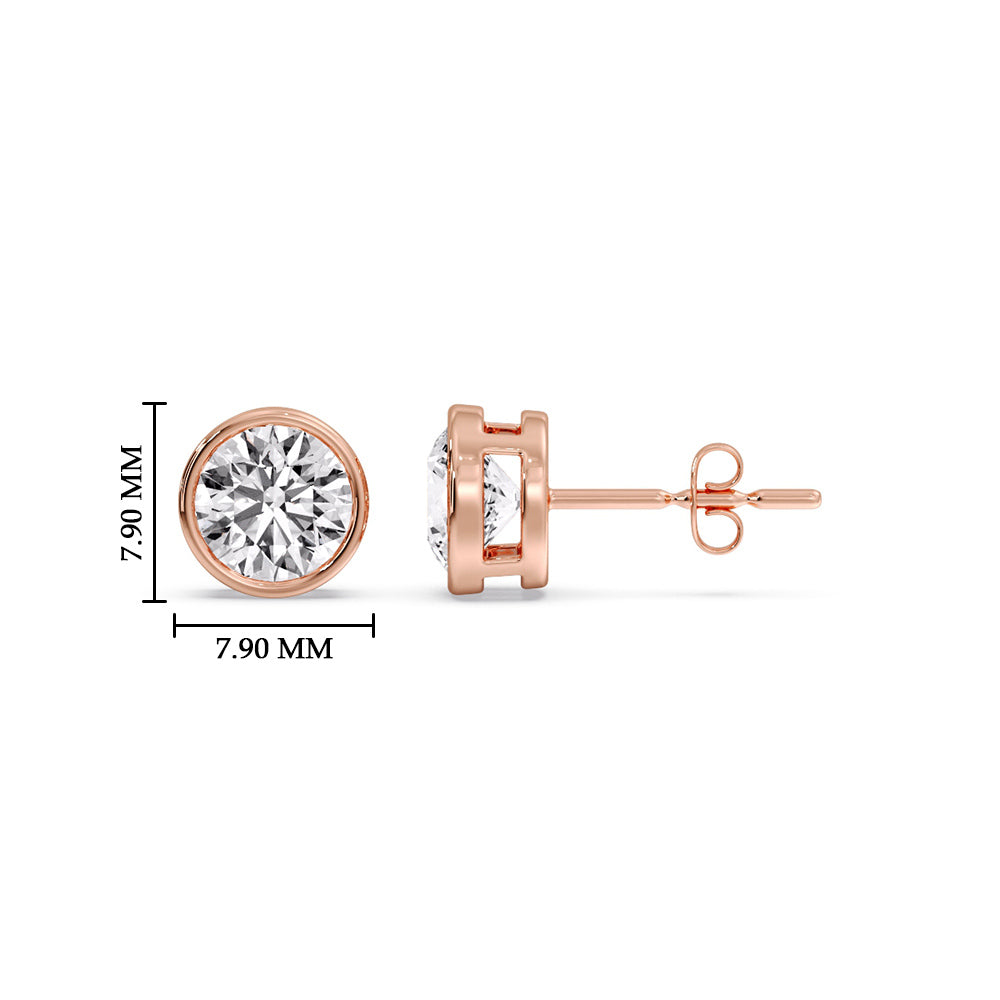 Round Cut Stud Bezel Set Earring Fascinating Diamonds