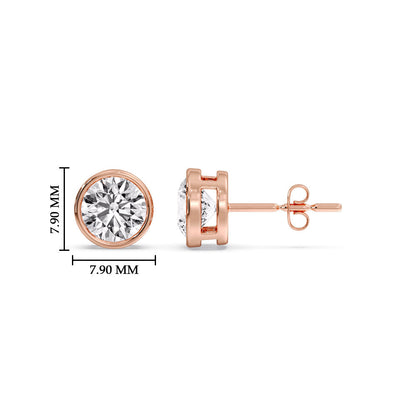Round Cut Stud Bezel Set Earring Fascinating Diamonds